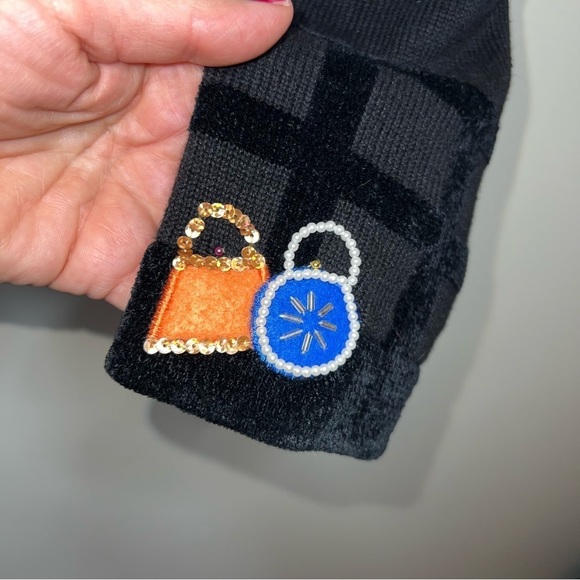 BEREK Hand-Sewn Applique Embroidered Embellished Black Cardigan Sweater Size XL - Picture 8 of 13